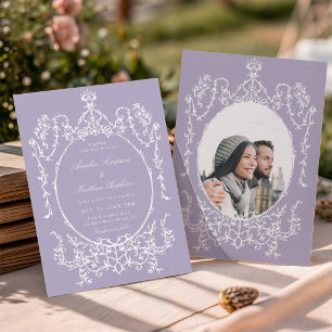 Invitation Cadre de mariage romantique français lavande pour 