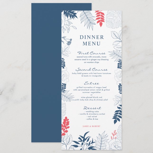 Invitation Cadre de mariage stylisé avec fleurs tropicales (Devant / Derrière)