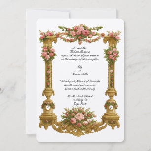 Invitation Cadre de mariage sur piédestal baroque rococo coul