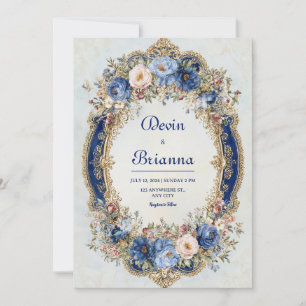 Invitation Cadre de miroir ovale orné floral victorien opulen