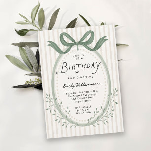 Invitation Cadre de naissance rayures dessinées à la main Fan