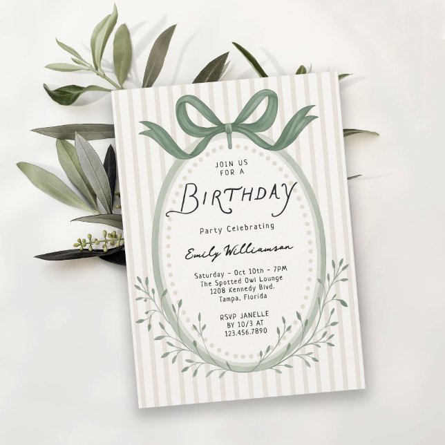 Invitation Cadre de naissance rayures dessinées à la main Fan (Available in both printed and instant download digital formats.)
