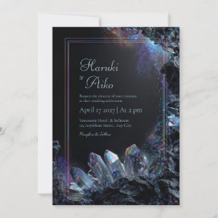 Invitation Cadre de Nébuleuse Cosmique Cristal Iridescent Arc