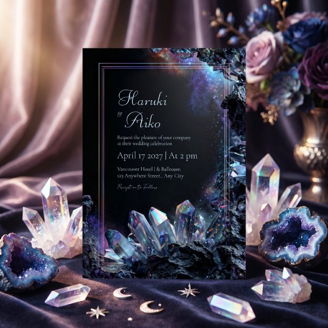 Invitation Cadre de Nébuleuse Cosmique Cristal Iridescent Arc (Créateur téléchargé)