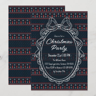 Invitation Cadre de Noël tricoté avec un nœud pour fête de No