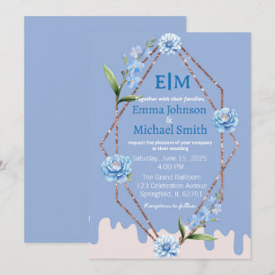 Invitation Cadre de parties scintillant avec Fleurs invitatio