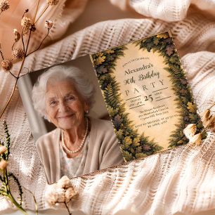 Invitation Cadre de photo vintage feuillage forestier 90e ann