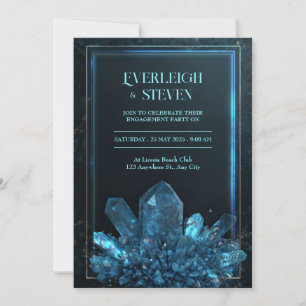 Invitation Cadre de Quartz de Minuit Sarcelle Lumineux Mariag