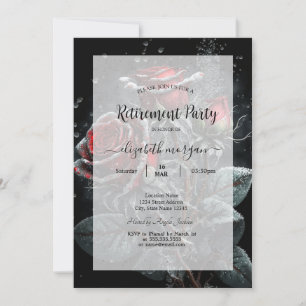 Invitation Cadre de retraite de roses rouges foncées chic ave