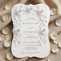 Cadre de roses en relief faux blanc mariage minima