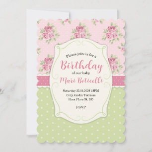 Invitation Cadre de roses vintage shabby chic