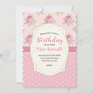Invitation Cadre de roses vintage shabby chic