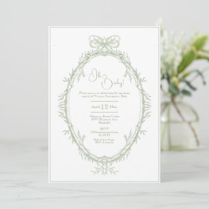 Invitation Cadre de ruban de verdure Oh Baby Shower bébé vint