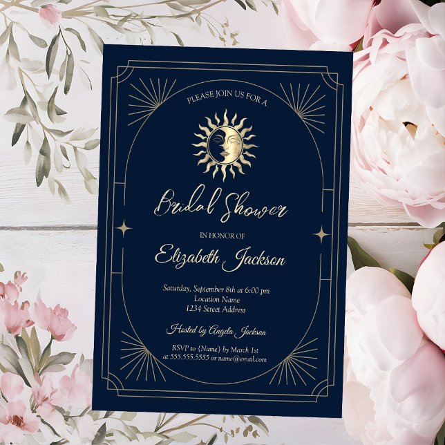 Invitation Cadre de soleil céleste bleu foncé (Créateur téléchargé)