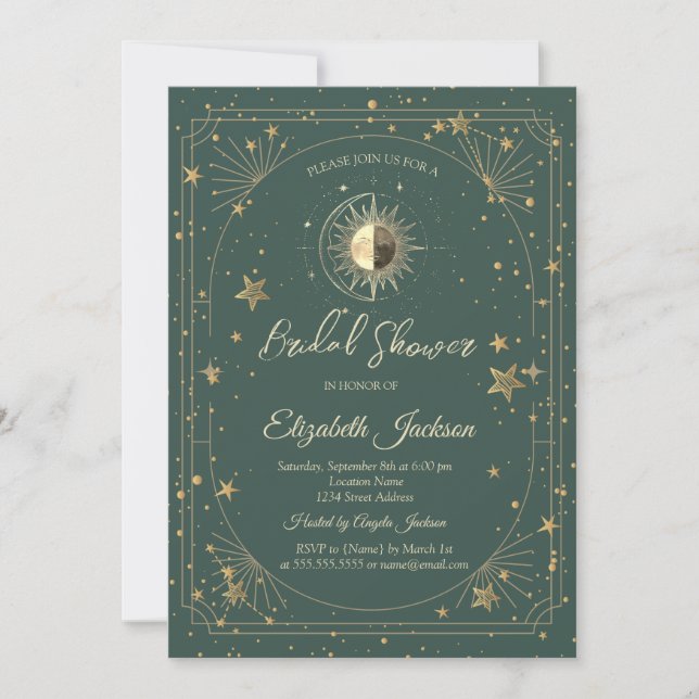 Invitation Cadre de soleil étoiles dorées pour enterrement de (Devant)