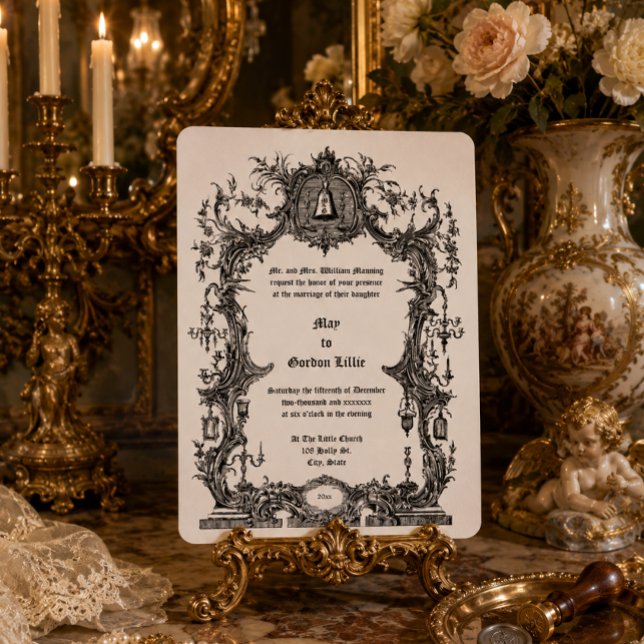 Invitation Cadre de style baroque rococo orné et cloche de ma (Créateur téléchargé)