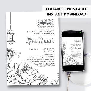 Invitation Cadre de table classique pour le dîner d'Iftar du