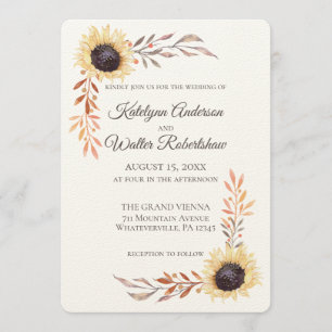 Invitation Cadre de tournesol Fin été Mariage floral