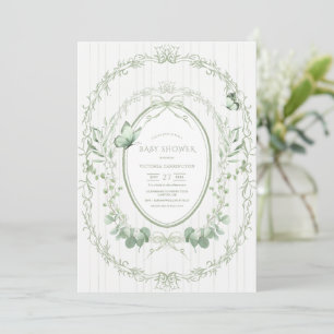 Invitation Cadre de verdure fantaisiste Baby Shower Vintage