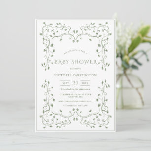 Invitation Cadre de verdure fantaisiste pour Baby Shower vint