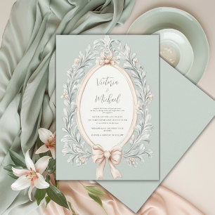 Invitation Cadre de verdure vert sauge Mariage vintage