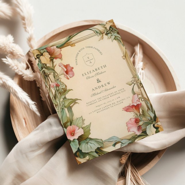 Invitation Cadre de vigne rose pour mariage (Créateur téléchargé)