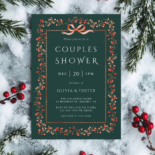 Invitation Cadre de Winterberry Rouge pour Fête de Couple Ver