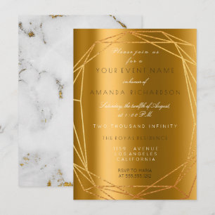 Invitation Cadre diamant anniversaire en marbre gris or