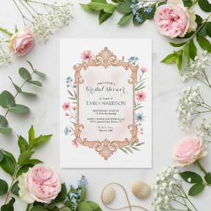 Invitation Cadre d'invitation de mariage élégant à motif flor