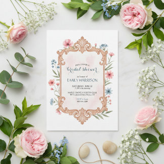 Invitation Cadre d'invitation de mariage élégant à motif flor