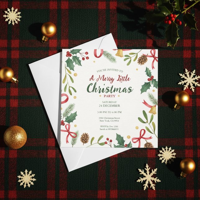 Invitation Cadre d'invitation de Noël botanique (Fresh Christmas Design, Simple Holiday Card)