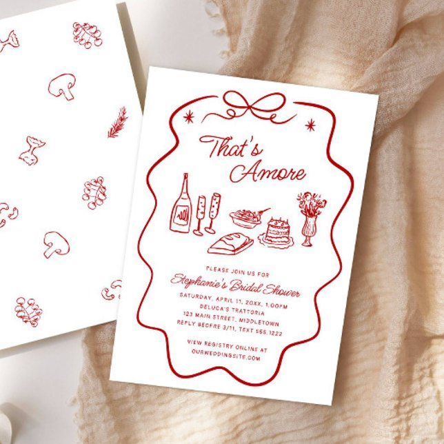 Invitation Cadre doodle rouge That's Amore pour la douche de  (Créateur téléchargé)