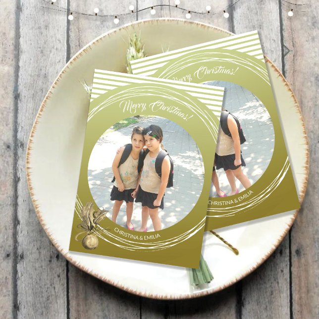 Invitation Cadre d'or une photo Joyeux Noël (Créateur téléchargé)