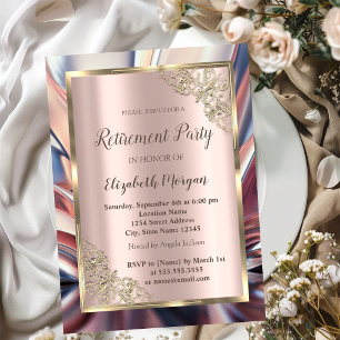 Invitation Cadre doré festif,Or rose,Retraite abstraite