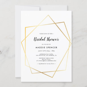 Invitation Cadre doré géométrique moderne Douche nuptiale