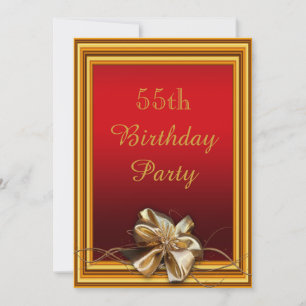 Invitation Cadre doré glamour et fausse arche pour un 55e ann