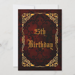 Invitation Cadre doré gothique pour 25e anniversaire