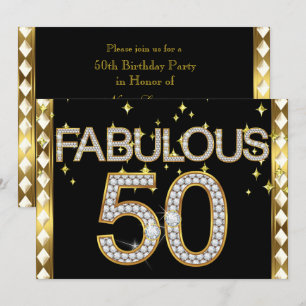 Invitation Cadre doré Hollywood Fabulous 50 Retro Glamour