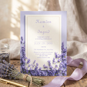 Invitation Cadre doré rustique lavande Deep Purple