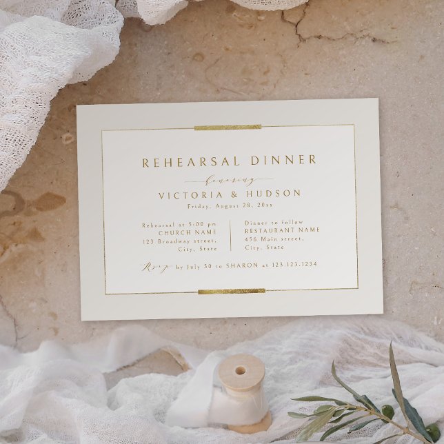 Invitation Cadre Elégance Simple Moderne Dîner De Répétition (Framed Elegance Simple Modern Rehearsal Dinner Invitation)