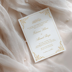 Invitation Cadre élégant antique doré pour cérémonie de Nikah