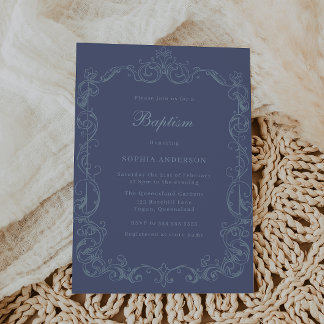 Invitation Cadre élégant de baptême victorien vintage