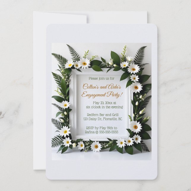 Invitation Cadre élégant de marguerite modifiable (Devant)