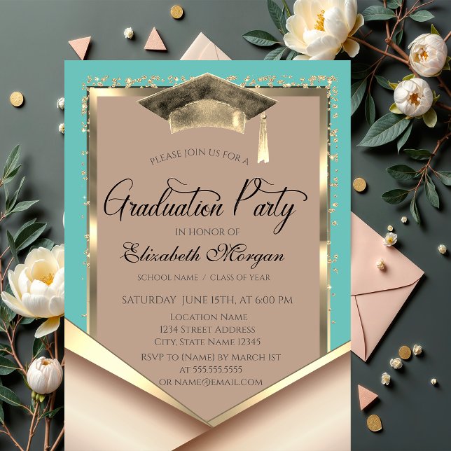 Invitation Cadre élégant en or avec sequins vert menthe pour  (Créateur téléchargé)