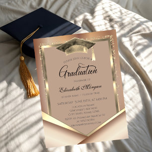 Invitation Cadre élégant en or diamants Casquette de fin d'ét