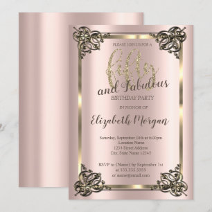 Invitation Cadre élégant en or, fête d'anniversaire de 50 ans