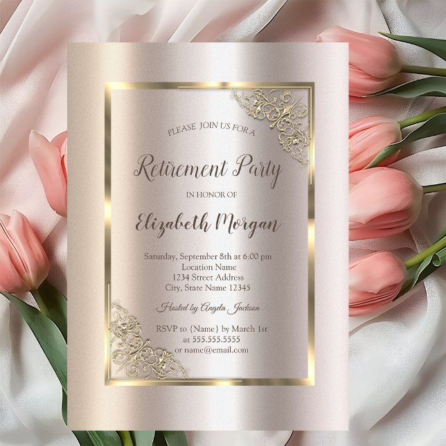 Invitation Cadre élégant en or, retraite de Magnolia  (Créateur téléchargé)