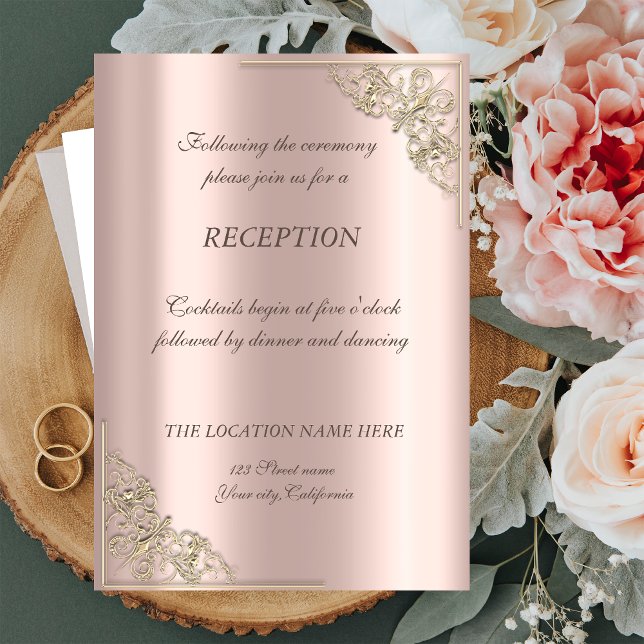 Invitation Cadre élégant en or rose pour réception de mariage (Créateur téléchargé)