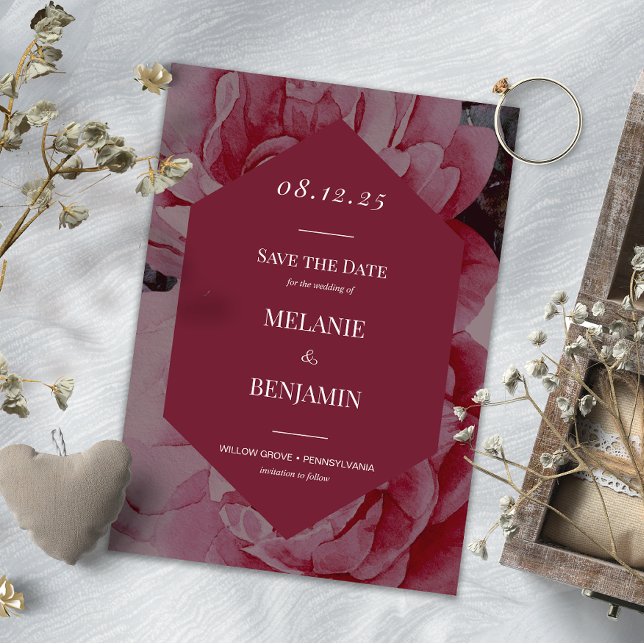 Invitation Cadre élégant Fleur romantique Enregistrer la date (Elegant Frame Romantic Flower Save the Date Invitation)