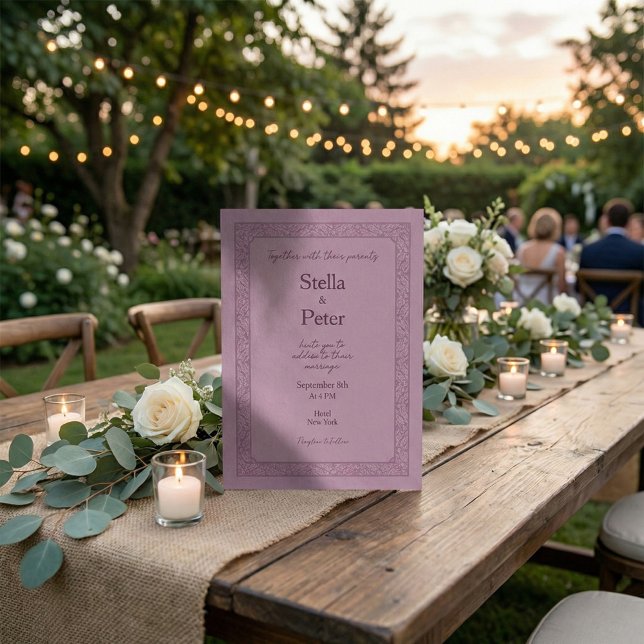 Invitation Cadre Élégant Mauve Vintage Mariage Formel (Créateur téléchargé)
